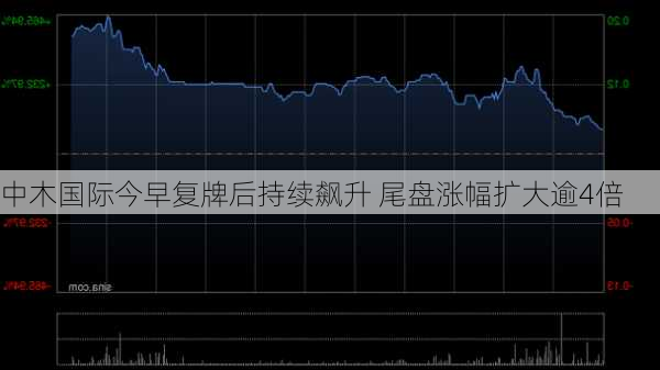 中木国际今早复牌后持续飙升 尾盘涨幅扩大逾4倍