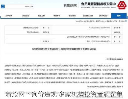 新股网下询价违规 多家机构投资者领罚单