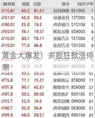 黄金大爆发！多股狂掀涨停潮