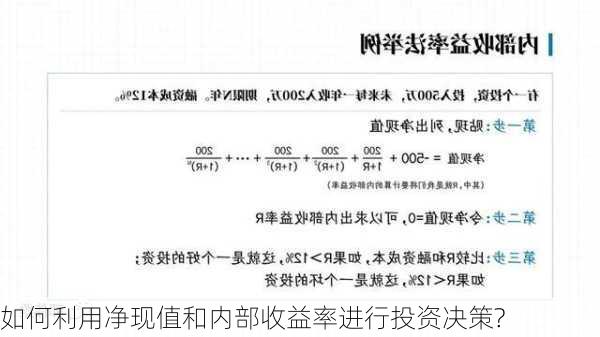 如何利用净现值和内部收益率进行投资决策?