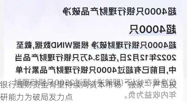 银行理财资金有望持续向资本市场“搬家” 产品投研能力为破局发力点