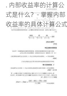 . 内部收益率的计算公式是什么？- 掌握内部收益率的具体计算公式