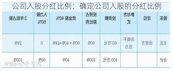 公司入股分红比例：确定公司入股的分红比例