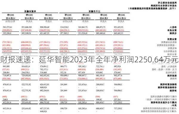 财报速递：延华智能2023年全年净利润2250.64万元