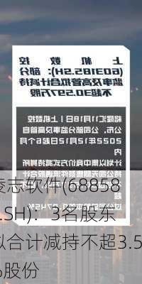 凌志软件(688588.SH)：3名股东拟合计减持不超3.5%股份