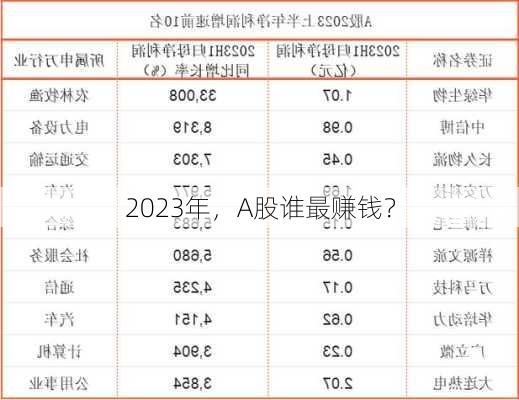 2023年，A股谁最赚钱？