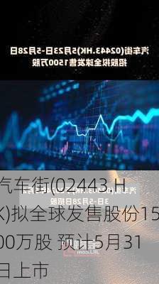 汽车街(02443.HK)拟全球发售股份1500万股 预计5月31日上市