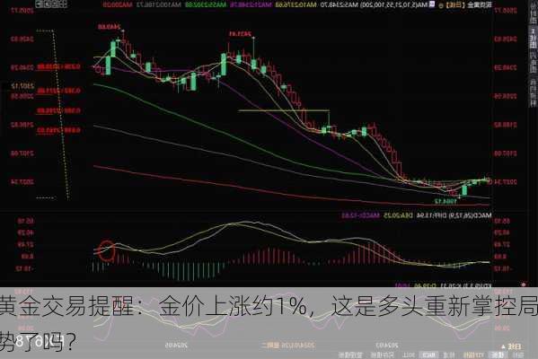 黄金交易提醒：金价上涨约1%，这是多头重新掌控局势了吗？