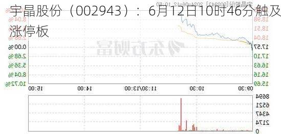 宇晶股份（002943）：6月12日10时46分触及涨停板