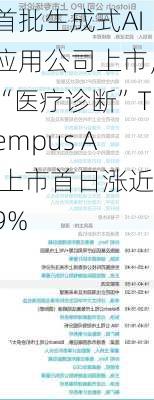 首批生成式AI应用公司上市，“医疗诊断”Tempus AI上市首日涨近9%