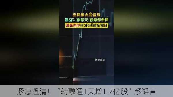 紧急澄清！“转融通1天增1.7亿股”系谣言