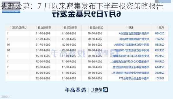 头部公募：7 月以来密集发布下半年投资策略报告