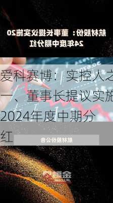 爱科赛博：实控人之一、董事长提议实施2024年度中期分红