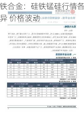 铁合金：硅铁锰硅行情各异 价格波动