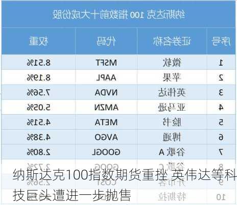 纳斯达克100指数期货重挫 英伟达等科技巨头遭进一步抛售