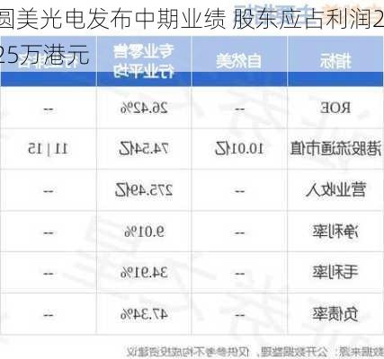 圆美光电发布中期业绩 股东应占利润225万港元