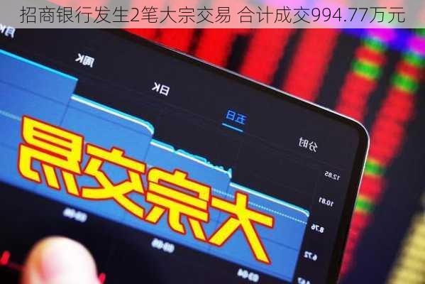 招商银行发生2笔大宗交易 合计成交994.77万元