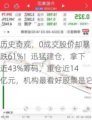 历史奇观，0成交股价却暴跌61%！迅猛建仓，拿下近43%筹码，重仓近14亿元，机构最看好股票是它