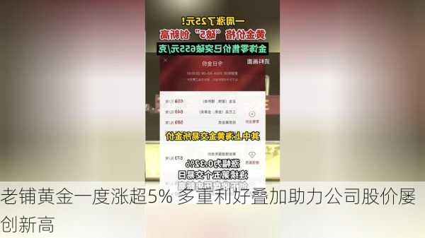 老铺黄金一度涨超5% 多重利好叠加助力公司股价屡创新高