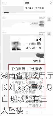 湖南省财政厅厅长刘文杰意外身亡 现场疑有三人坠楼