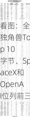 看图：全球独角兽Top 10 字节、SpaceX和OpenAI位列前三