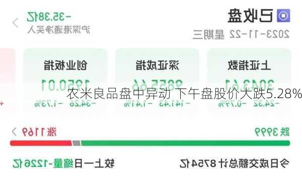 农米良品盘中异动 下午盘股价大跌5.28%