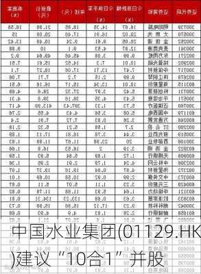 中国水业集团(01129.HK)建议“10合1”并股