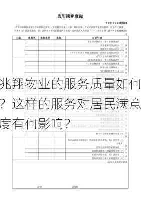 兆翔物业的服务质量如何？这样的服务对居民满意度有何影响？