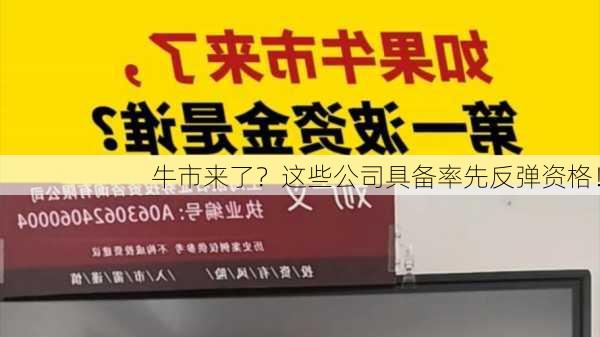 牛市来了？这些公司具备率先反弹资格！