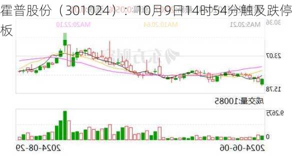 霍普股份（301024）：10月9日14时54分触及跌停板