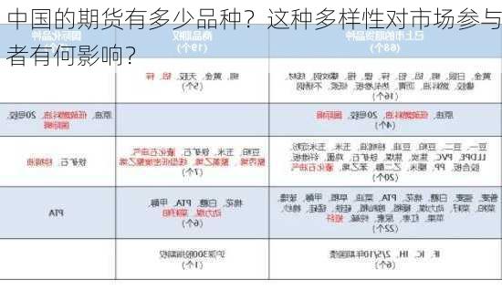 中国的期货有多少品种？这种多样性对市场参与者有何影响？