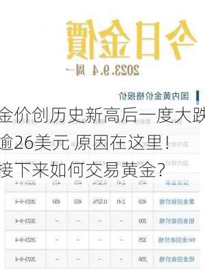 金价创历史新高后一度大跌逾26美元 原因在这里！接下来如何交易黄金？