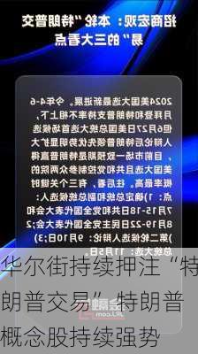 华尔街持续押注“特朗普交易” 特朗普概念股持续强势