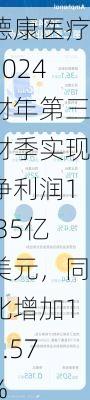 德康医疗2024财年第三财季实现净利润1.35亿美元，同比增加11.57%