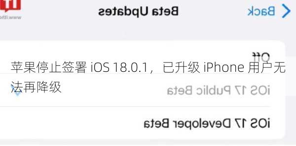 苹果停止签署 iOS 18.0.1，已升级 iPhone 用户无法再降级