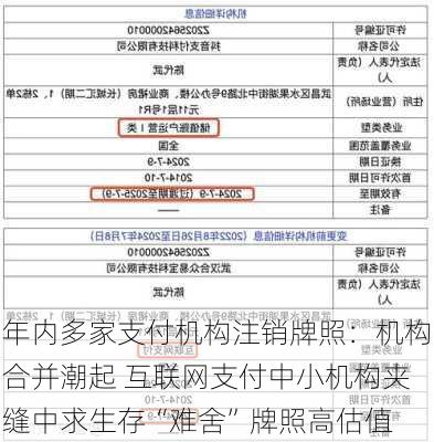 年内多家支付机构注销牌照：机构合并潮起 互联网支付中小机构夹缝中求生存“难舍”牌照高估值