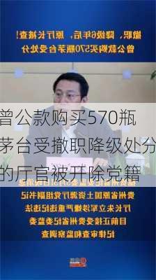 曾公款购买570瓶茅台受撤职降级处分的厅官被开除党籍