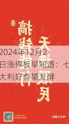 2024年12月2日涨停板早知道：七大利好有望发酵