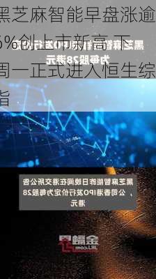 黑芝麻智能早盘涨逾6%创上市新高 下周一正式进入恒生综指