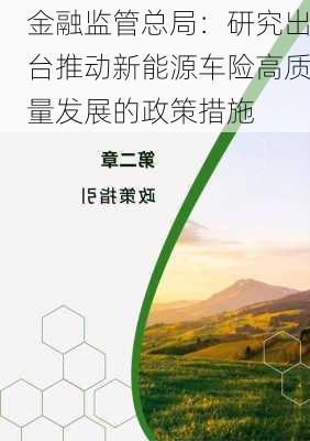 金融监管总局：研究出台推动新能源车险高质量发展的政策措施