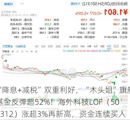 “降息+减税”双重利好，“木头姐”旗舰基金反弹超52%！海外科技LOF（501312）涨超3%再新高，资金连续买入