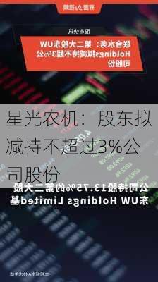 星光农机：股东拟减持不超过3%公司股份