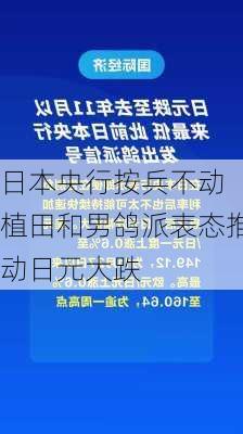 日本央行按兵不动 植田和男鸽派表态推动日元大跌