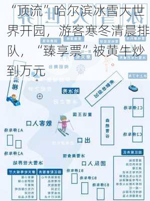 “顶流”哈尔滨冰雪大世界开园，游客寒冬清晨排队，“臻享票”被黄牛炒到万元