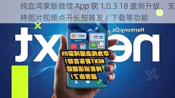 纯血鸿蒙版微信 App 获 1.0.3.18 邀测升级：支持图片视频点开长按转发 / 下载等功能