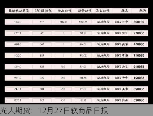 光大期货：12月27日软商品日报