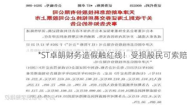 *ST卓朗财务造假触红线！受损股民可索赔