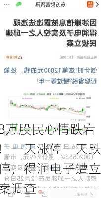 8万股民心情跌宕！一天涨停一天跌停，得润电子遭立案调查