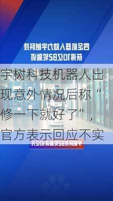 宇树科技机器人出现意外情况后称“修一下就好了”，官方表示回应不实